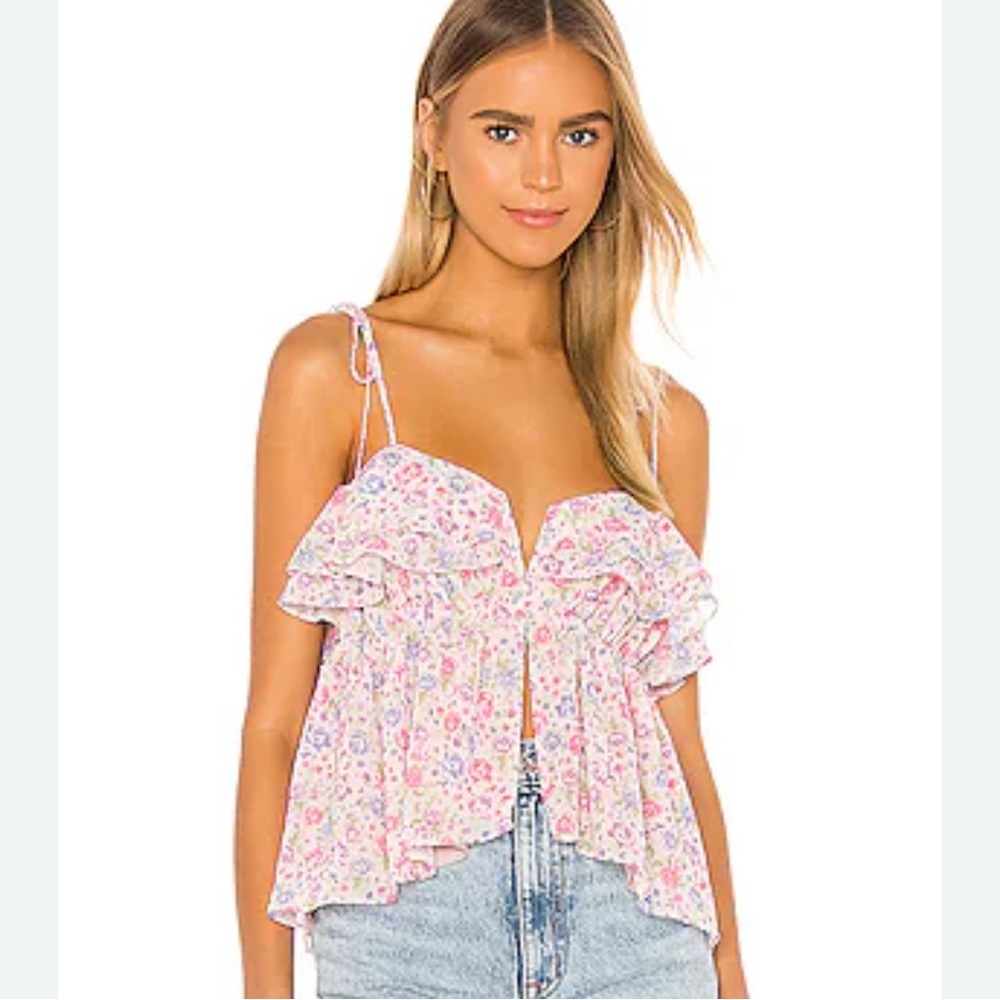 LPA Revolve Kornelia Tank Top Blouse in Devon Pink Floral Size Medium